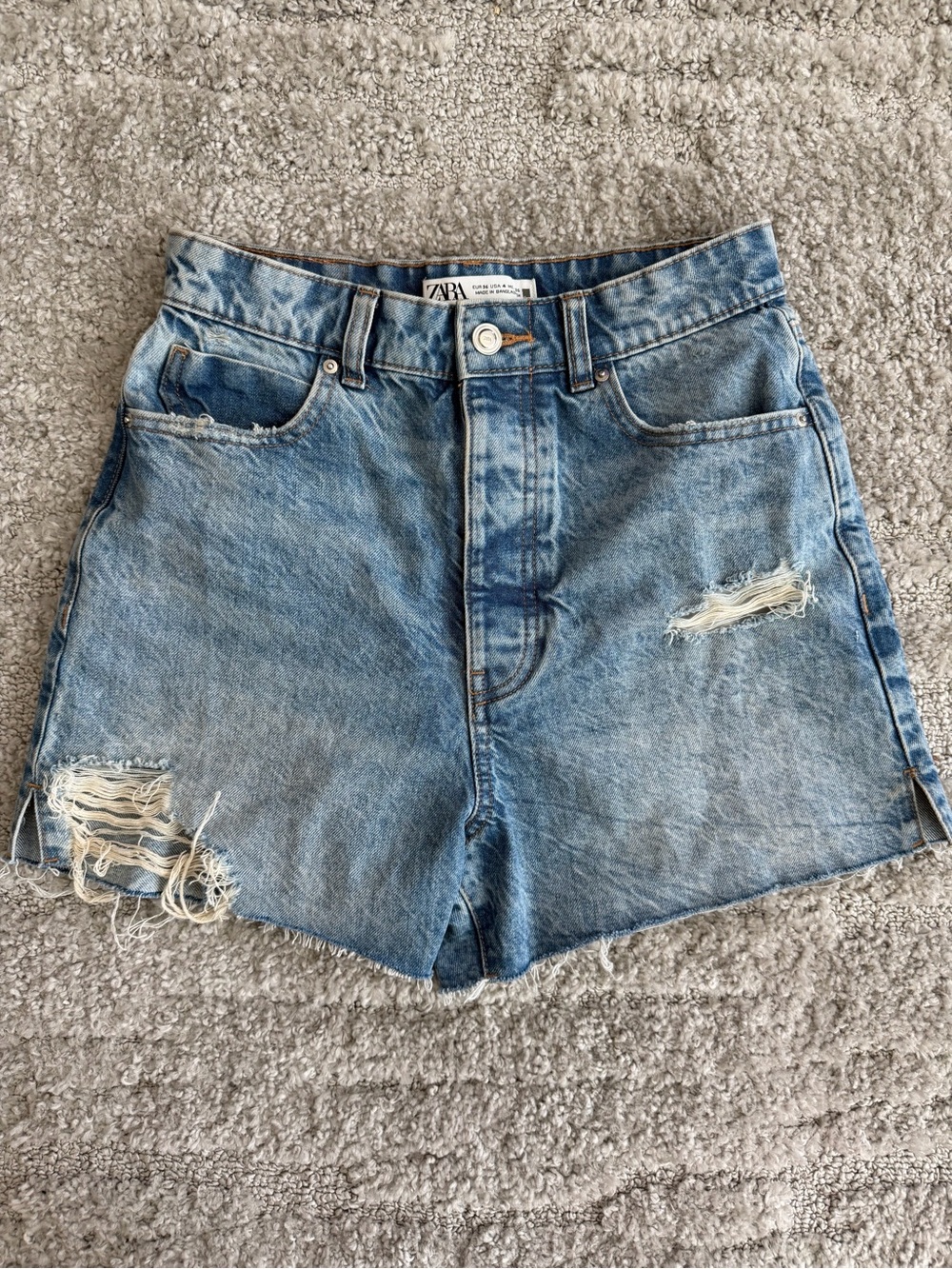 GUC Zara Size 4 High Waist Distressed 100% Cotton Denim Shorts